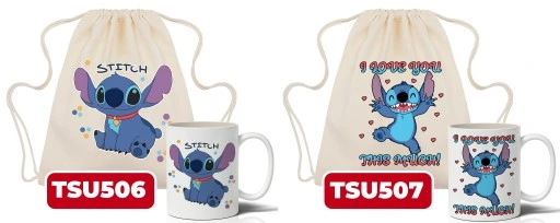 Zestaw Worek Beżowy + Kubek Biały LILO I STITCH Wz