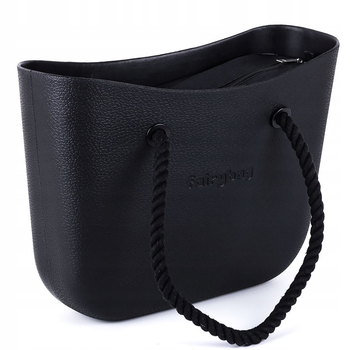 TOREBKA DAMSKA TORBA NA RAMIĘ GUMOWA JELLYBAG 2 ZESTAWY RĄCZEK CZARNA