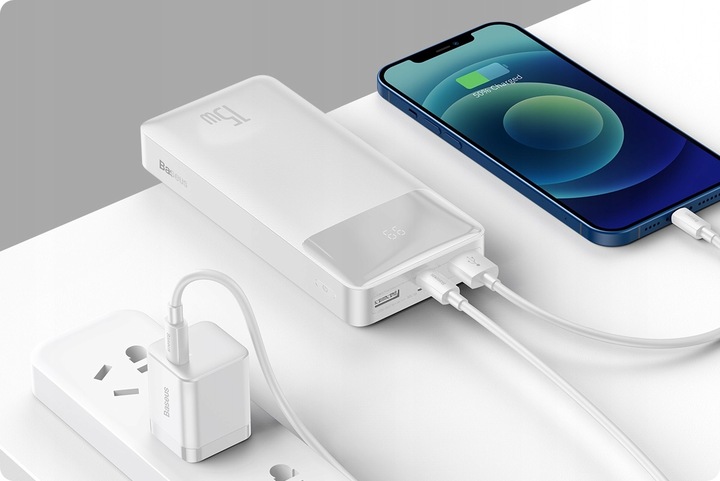 POJEMNY MOCNY POWER BANK POWERBANK BASEUS 20000MAH 3x USB USB-C 3A PD 15W