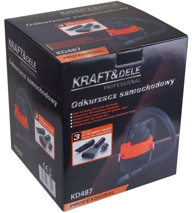 ODKURZACZ SAMOCHODOWY POMPKA 12V 155W 3DYSZE