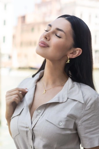 Łańcuszek srebrny naszyjnik 925 Litera Literka A