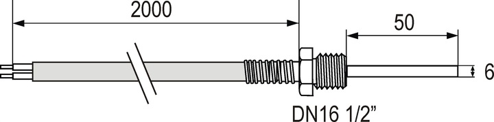 Czujnik temperatury Pt100 -30..+400°C gwint 1/2
