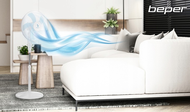 WENTYLATOR PODŁOGOWY BEPER WIATRAK STOJĄCY 5 ŁOPATEK 130cm 40W PILOT TIMER