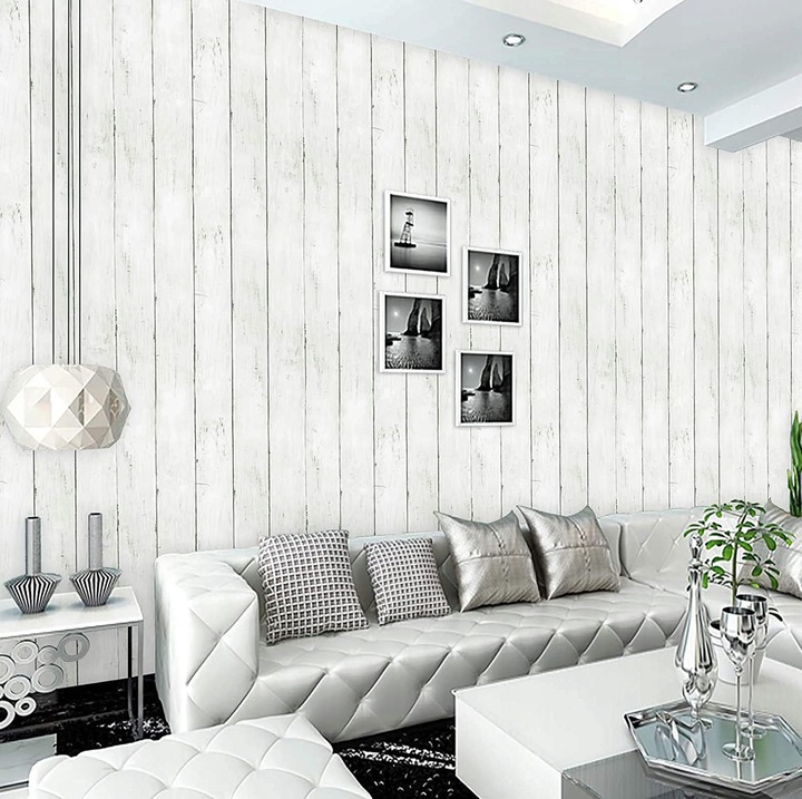 SAMOPRZYLEPNA TAPETA BIAŁA DESKA 3D 45cm x 10m