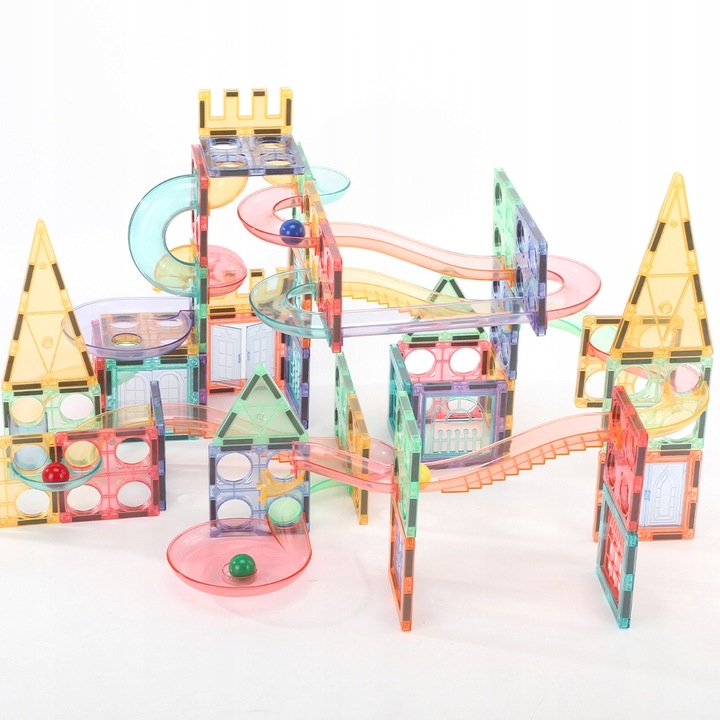 Klocki magnetyczne dla dzieci duże edukacyjne zestaw tor konstrukcyjny 158e