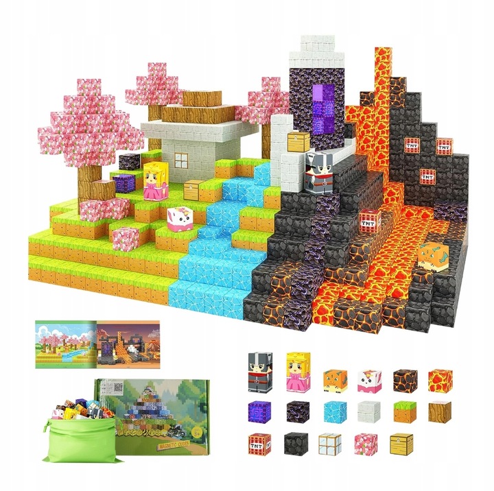 KLOCKI MAGNETYCZNE bloki MOCNE na magnes Zestaw 79 sztuk KLOCKÓW