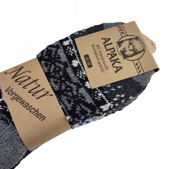 SKARPETY MĘSKIE ŚWIĄTECZNE WEŁNIANE GRUBE SKARPETKI ALPAKA 3-PAK 35-38