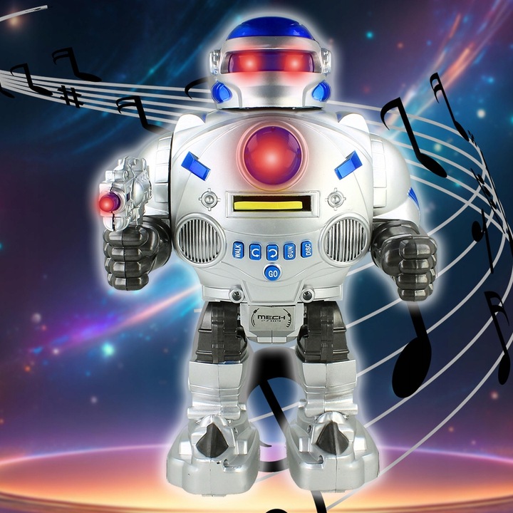 ZDALNIE STEROWANY ROBOT RC STRZELAJĄCY KRĄŻKAMI ZABAWKA INTERAKTYWNA DŹWIĘK