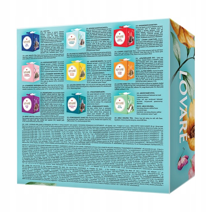 Lovare Butterfly Set Kolekcja Herbat 9 Smaków 45 Piramidek po 2g Prezentowy