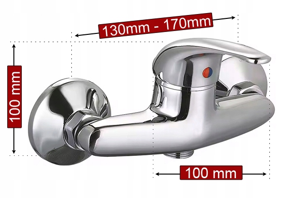 BATERIA PRYSZNICOWA WANNOWA NATRYSKOWA ŚCIENNA DO KABINY UCHWYT WĄŻ ZESTAW