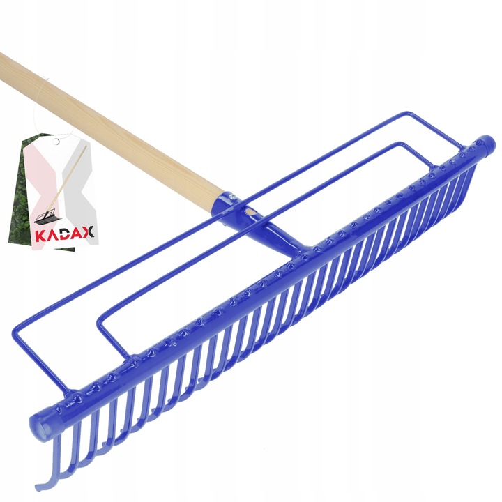 GRABIE METALOWE DO LIŚCI TRAWY OGRODOWE 165cm WZMOCNIONE 32 ZĘBNE TRZONEK