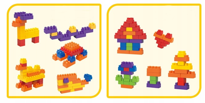 KLOCKI PLASTIKOWE DUŻE KOLOROWE POCIĄG BUDOWLANE zestaw w torbie XXL 400el