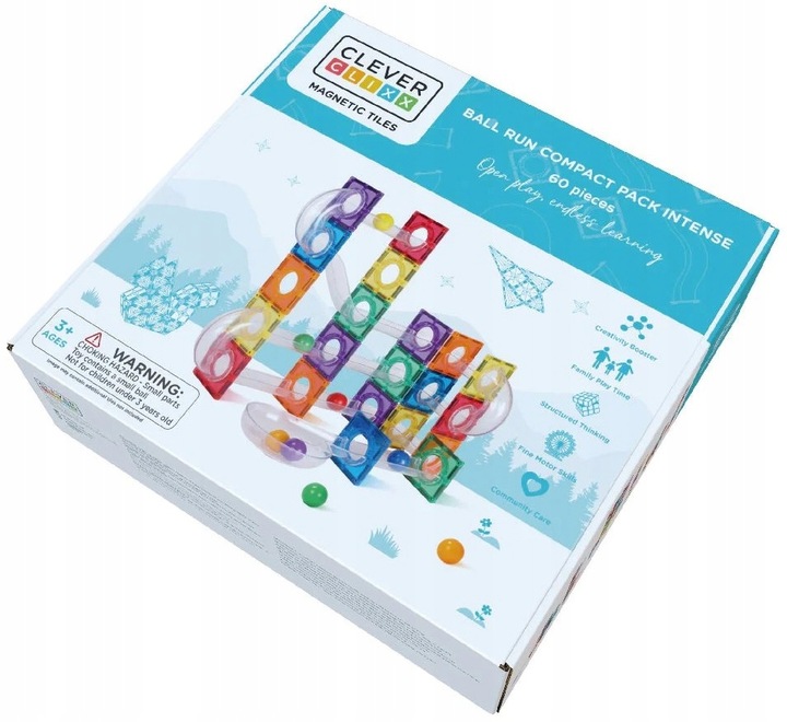 CLEVERCLIXX KLOCKI MAGNETYCZNE TOR WYŚCIGOWY KULODROM BALL RUN 60 EL.