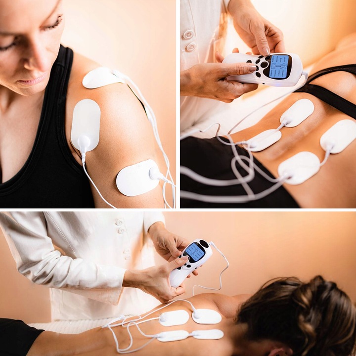 ELEKTROSTYMULATOR MIĘŚNI NERWÓW TENS EMS MOCNY SET