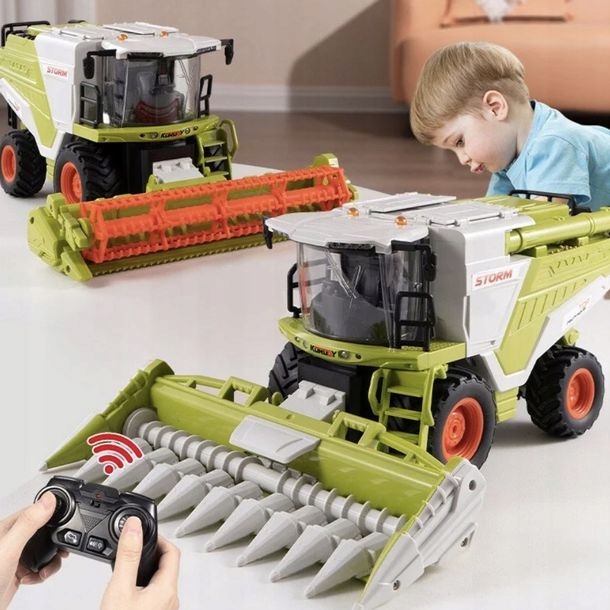 KOMBAJN ZDALNIE STEROWANY 2w1 Z GENERATOREM DYMU POJEMNIK NA ZBOŻE ZABAWKA