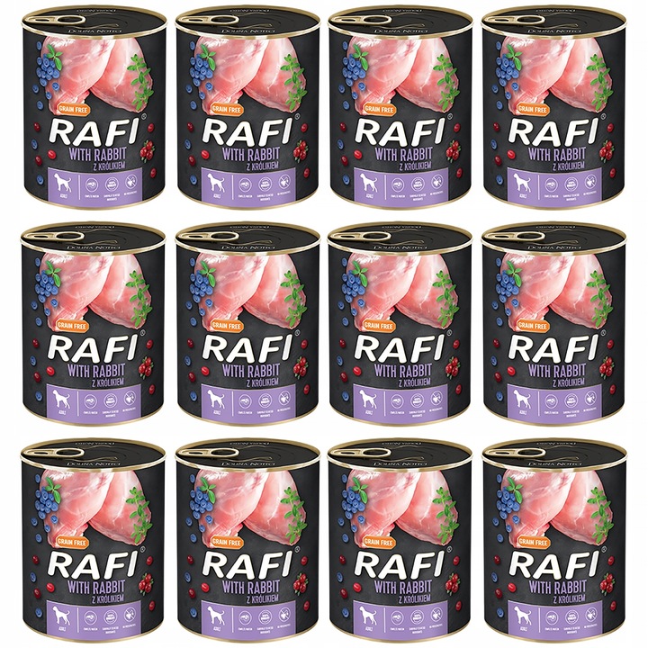 Zestaw karmy dla psa RAFI Królik 24x800 g