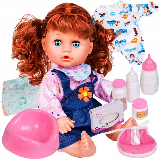 Wózek dla lalek 3w1 SPACEROWY GŁEBOKI + LALKA BOBAS INTERAKTYWNA ZESTAW XXL