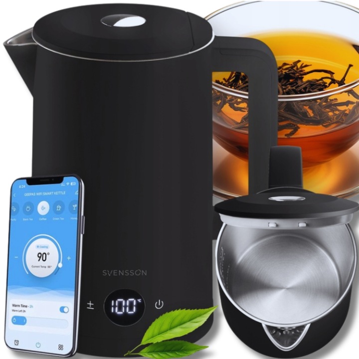 Czajnik Elektryczny SMART Wifi Regulacja Temperatury Aplikacja 1,7l Czarny