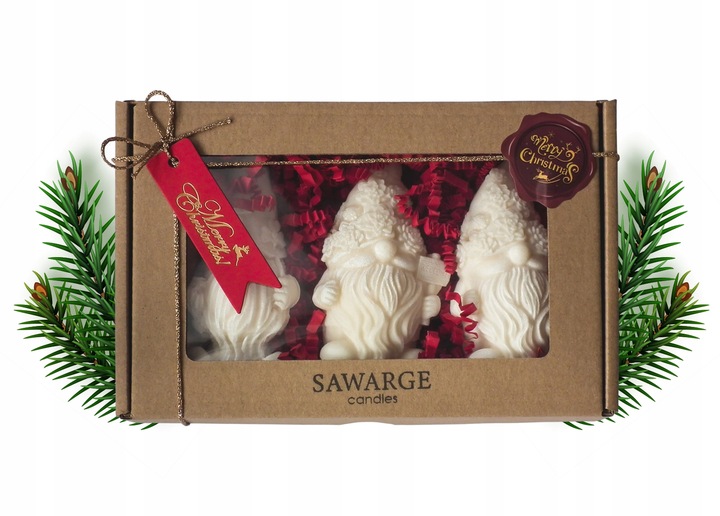 Świece sojowe zestaw na prezent 3 skrzaty świąteczne