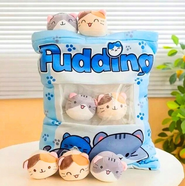 PODUSZKA PUDDING Z MASKOTKAMI DO RZUCANIA DUŻA XXL 45 cm kot przytualnka