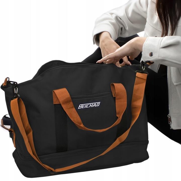 Torba Podróżna DUŻA Sportowa Bagaż Podręczny Turystyczna Wodoodporna Czarna