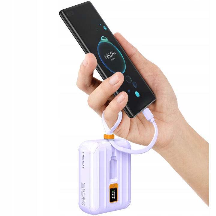 ŁADOWARKA POWER BANK 10000 mAh 30W 3A PRZENOŚNA LIGHTNING / USB-C 2x KABEL