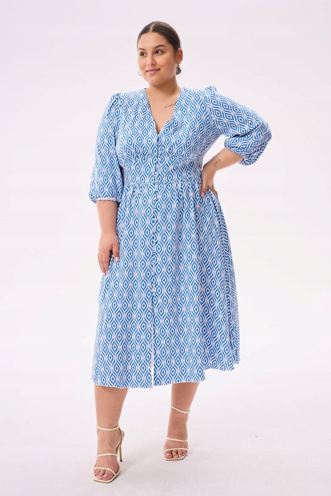 Blue shadow urocza sukienka TINA 42 niebieski wzór boho wiskoza