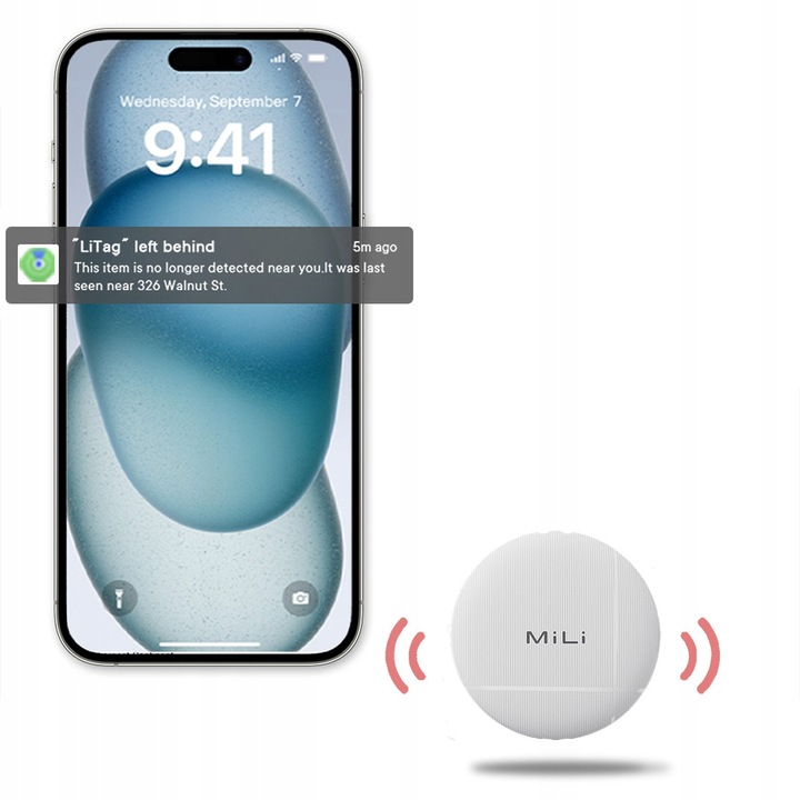 Lokalizator GPS LiTag MiLi IOS APLLE do plecaka kluczy bagażu roweru obroży