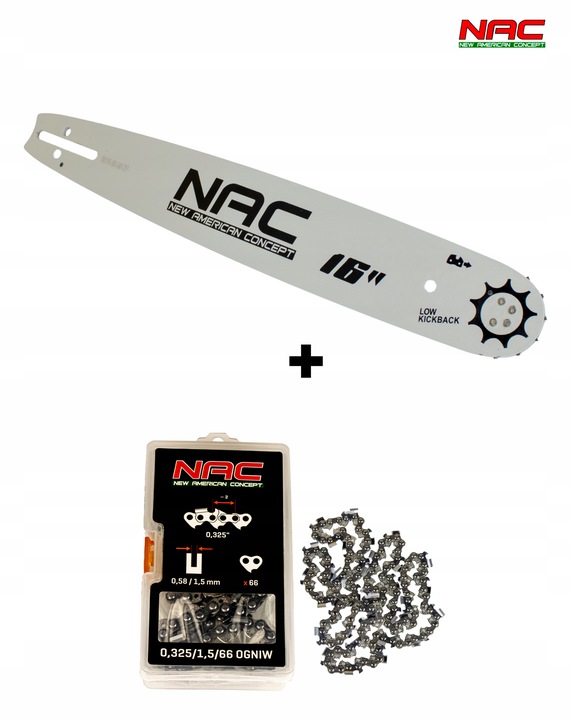 PROWADNICA DO PIŁY 16" NAC + ŁAŃCUCH ORYGINAŁ