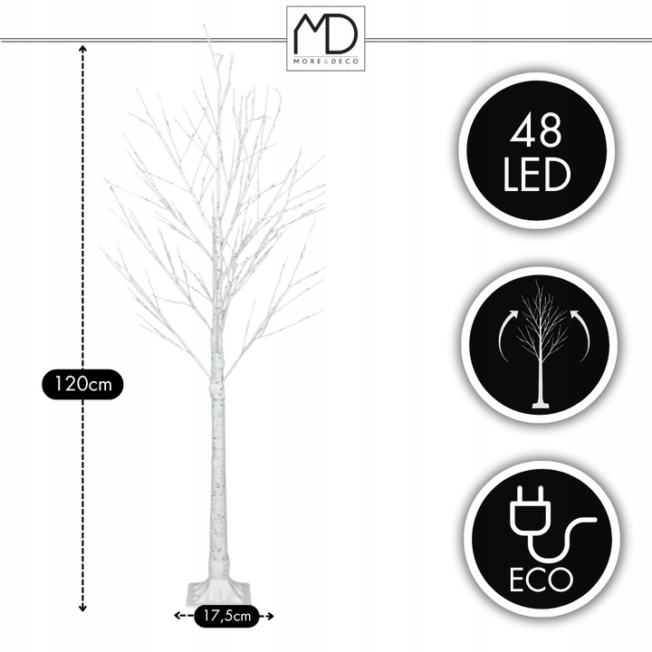 Brzoza led 120cm 48led multikolor drzewko dekoracja bożenarodzenie kolorowy