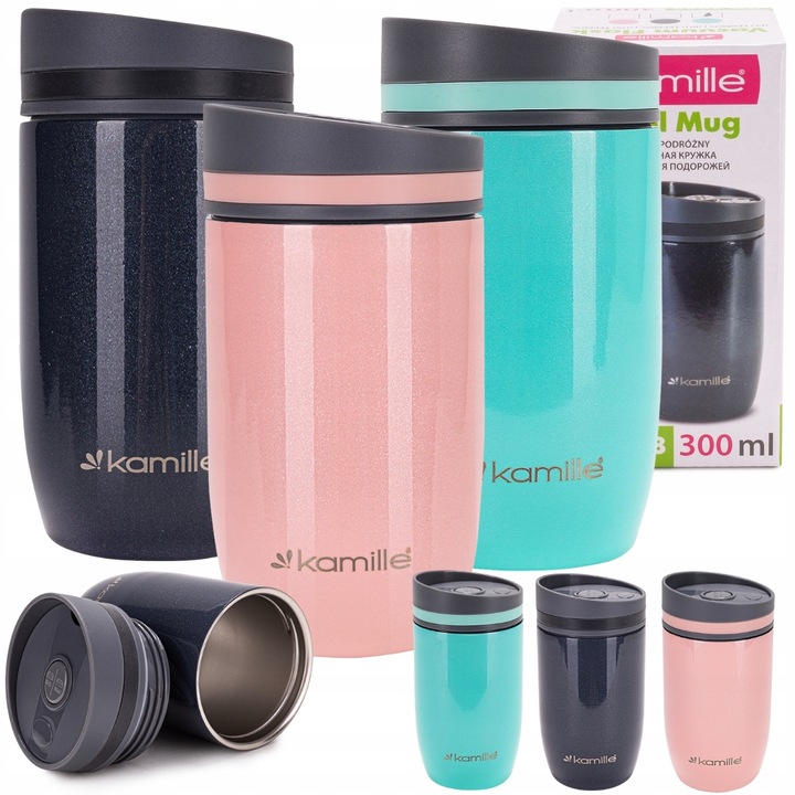 KUBEK TERMICZNY stalowy TERMOS do kawy herbaty szkoły pracy 300 ml KAMILLE