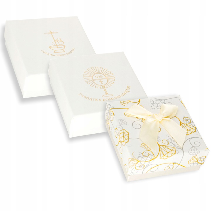 Złoty Łańcuszek z Medalikiem 925/585 Matka Boska w Sercu na Komunię