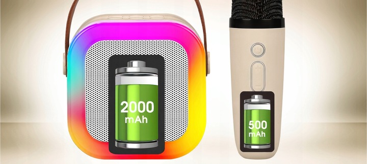 ZESTAW KARAOKE 2 MIKROFONY + GŁOŚNIK BEZPRZEWODOWY BLUETOOTH SUPER DŹWIĘK