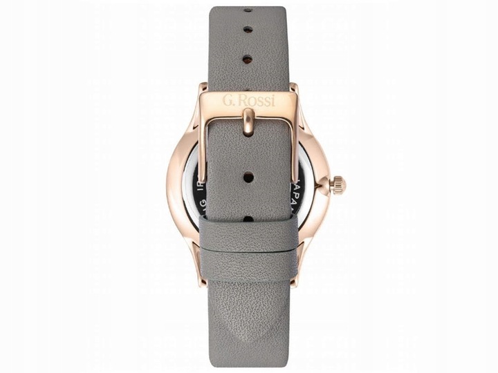 Złoty zegarek DAMSKI z popielatym PASKIEM SKóRA elegancki model dla kobiet