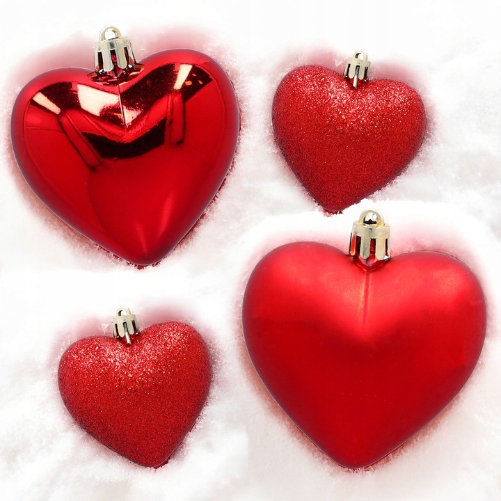 Bombki choinkowe czerwone serca zawieszki na choinkę ozdoby świąteczne 16x