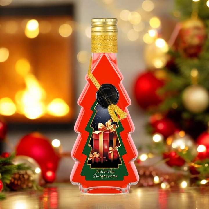 5x Butelki CHOINKA 250ml ZDOBIONA ŚWIĄTECZNA butelki na święta prezent