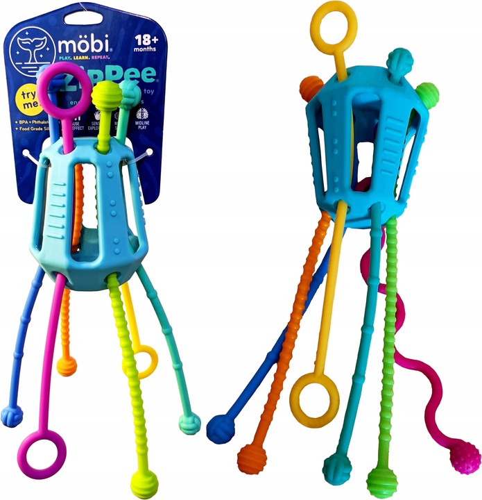 PRZECIĄGANIEC ZIPPEE ZABAWKA SENSORYCZNA prezent dla dzieci 18m+ MOBI