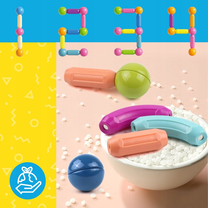 DUŻE KLOCKI MAGNETYCZNE KONSTRUKCYJNE EDUKACYJNE STICKS PATYCZKI XXL 98 ele