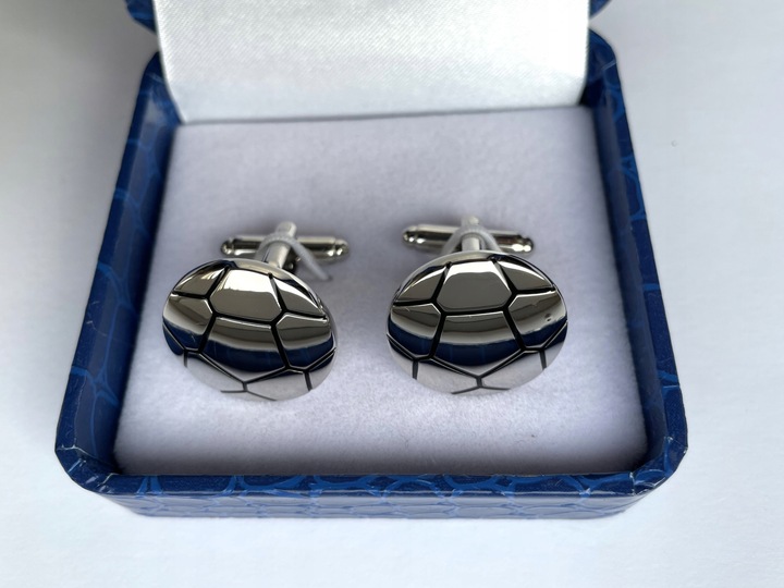 Modne eleganckie spinki do mankietów EXC Srebrna Piłka chromowane