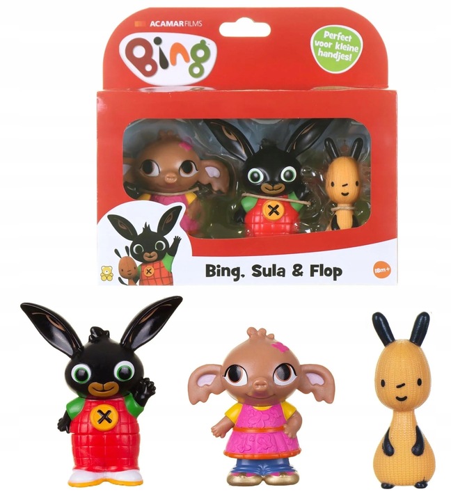 Figurki Bing Sula Flop 3-pak prezent dla dzieci 18m do małych rączek BING