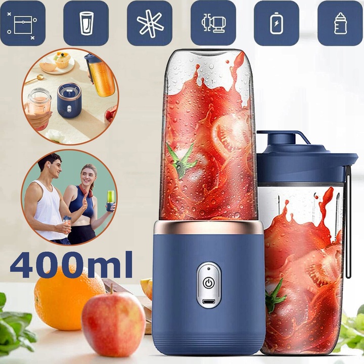 MINI MIKSER USB O POJEMNOŚCI 400 ML Z 6 OSTRZAMI, DO SMOOTHIE, NA PODRÓŻY