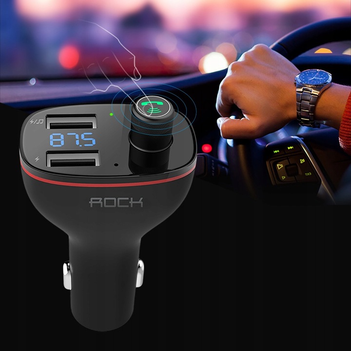 ROCK B300 TRANSMITER FM BLUETOOTH+ŁADOWARKA 2xUSB