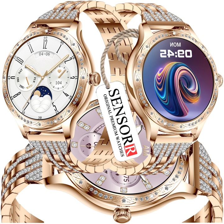 ZŁOTY ZEGAREK SMARTWATCH DAMSKI ROZMOWY CIŚNIENIOMIERZ PULSOMETR KROKI PL