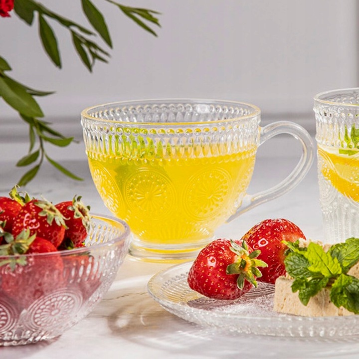 Zestaw 6 filiżanek do kawy szklanki kubki szklane Altom Design Daisy 430 ml