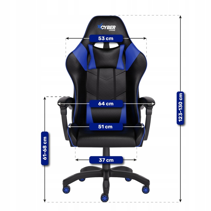 FOTEL GAMINGOWY CYBER CHAIRS X-LOGIC BLUE - BIUROWY
