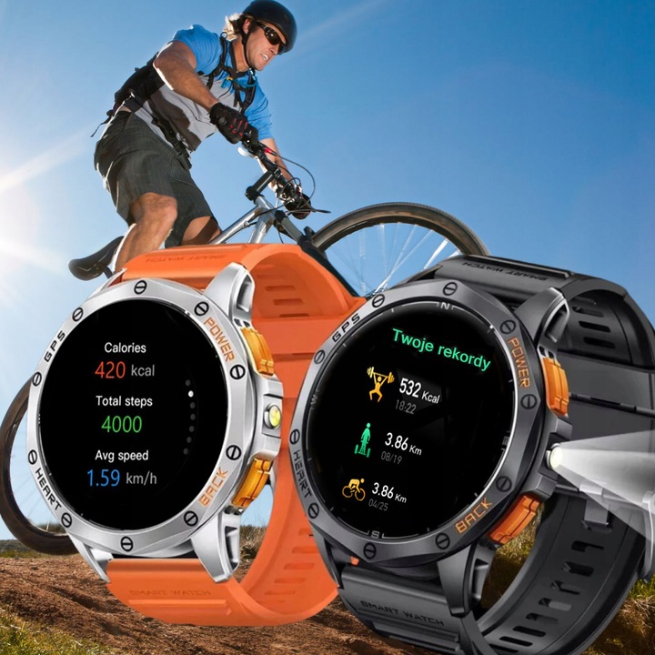 SMARTWATCH MĘSKI GPS MENU POLSKIE WODOODPORNY SPORT ROZMOWY SMART WATCH PL