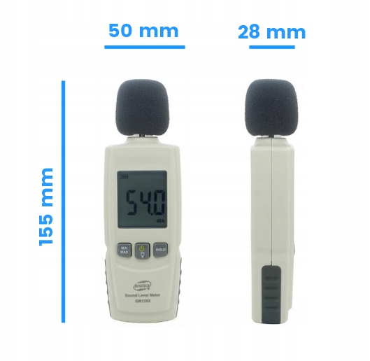 SONOMETR DECYBELOMIERZ CYFROWY MIERNIK NATĘŻENIA POZIOMU DŹWIĘKU HAŁASU LCD
