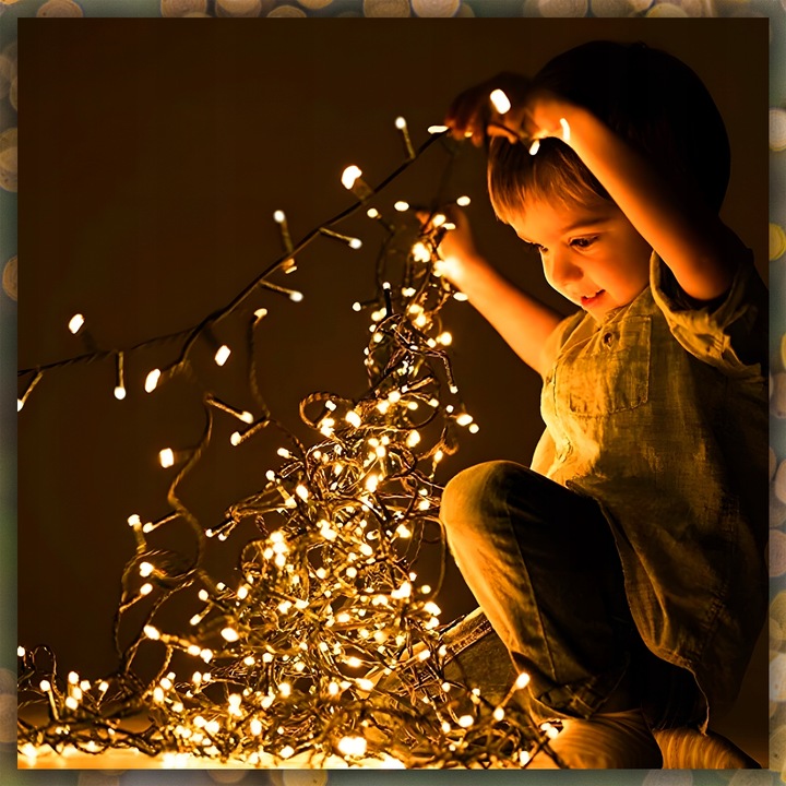 LAMPKI CHOINKOWE BIAŁY CIEPŁY 200 LED FLASH GRUBE WEW/ZEW NA CHOINKĘ 15M