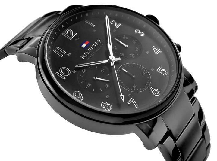Zegarek męski Tommy Hilfiger Czarny Solidny Regulowany Wysoka Jakość1710383