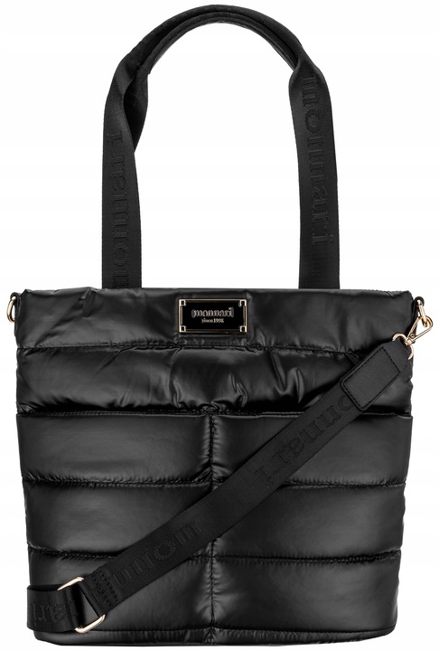 TOREBKA MONNARI Czarna SHOPPER BAG Listonoszka PIKOWANA NA RAMIĘ PASEK